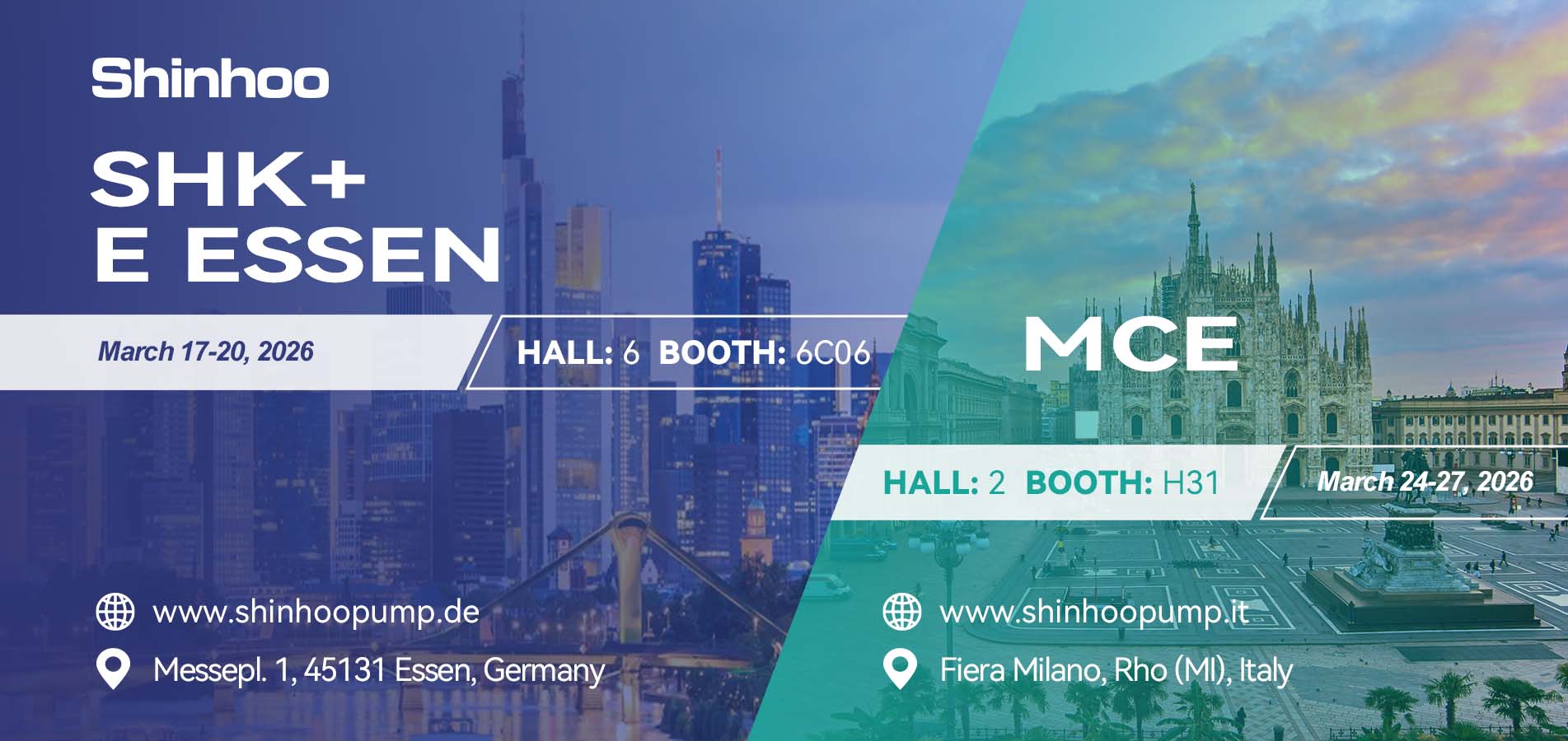Shinhoo a SHK Essen 2026 & MCE Milano 2026